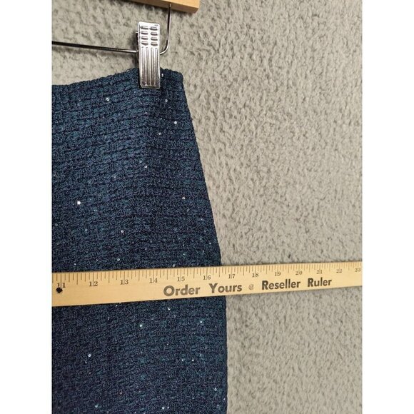 St. John NEW Malachite Multi Paillettes Wool Blend Pencil Back Zip Skirt Sz 2 - Picture 7 of 12